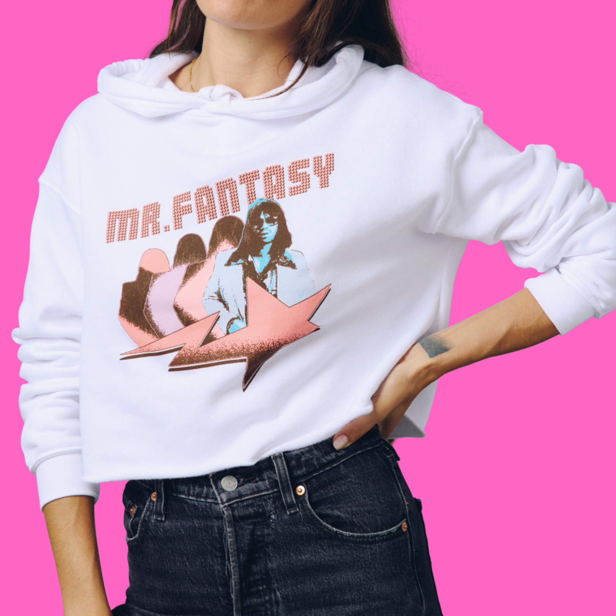 Mr. Fantasy Cropped Retro Hoodie