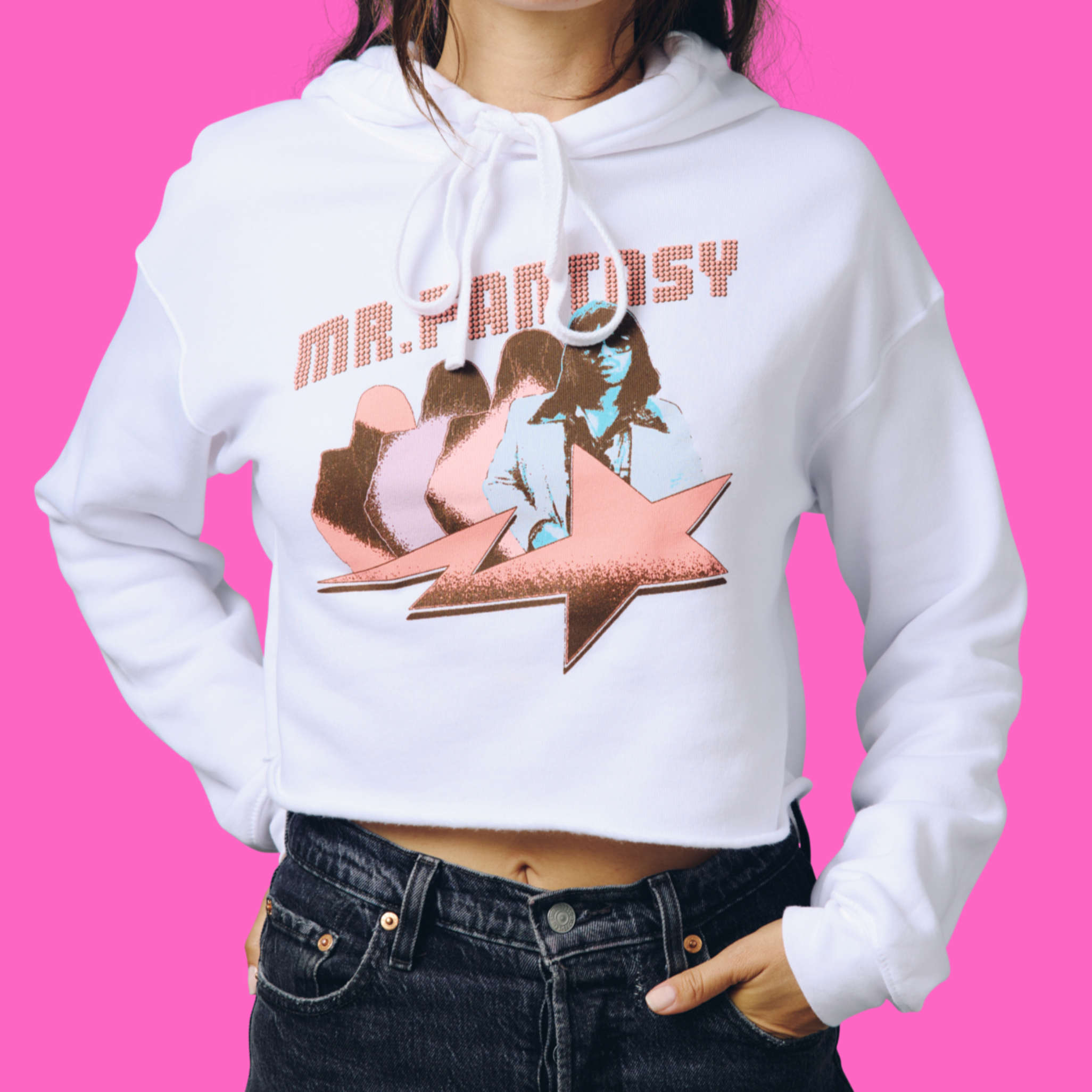 Mr. Fantasy Cropped Retro Hoodie